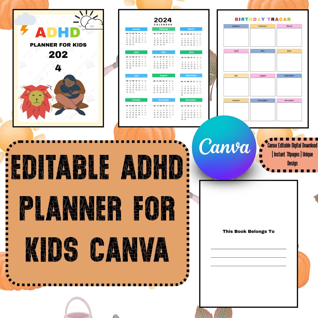 Editable ADHD Planner for Kids | Canva Template | Digital Download ...