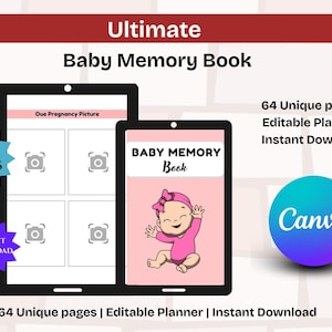 Editable Baby Memory Book Canva Template | Digital Download | Customizable Baby Keepsake Journal | Instant Access Baby Book Template