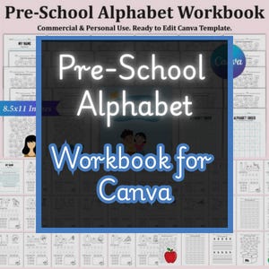 Editable Preschool Alphabet Workbook for Canva | Printable ABC Learning Binder | Letter Tracing Worksheets for Toddlers & Pre-K