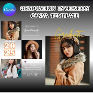 Graduation Invitation Canva Template | Editable Graduation Party Invite | Digital Download | Senior Graduate Party Invitation | 2025 Grad