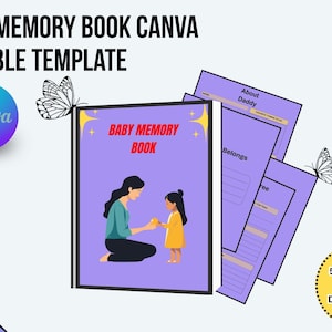 Baby Memory Book Canva bearbeitbare Vorlage | Luxus Baby Erinnerungsbuch |  Buch Planer Tagebuch Geschenk |Fotos, AndenkenSofort Download