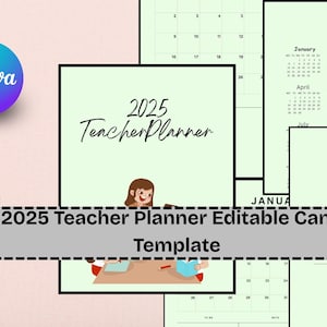 2025 Teacher Planner Canva Editable Template |  Lesson Plan | Teaching Planner | Teacher Binder, Digital Template,Instant Download