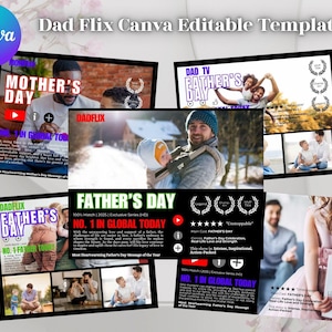 Happy Father’s Day Dadflix Template | Editable Canva Gift for Dad | Movie Poster From Kids | Grandpa Gift Idea | 2025 Best Father Ever