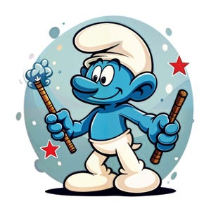 Smurf Figurine with Magic Wand | Cute Collectible Cartoon | Character for Home Decor and Gift Ideas | Instant Download