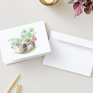 Carte de voeux lunatique crapaud et fraise - Cottagecore - papeterie grenouille mignonne - carte vierge pour toutes les occasions - je pense à vous - jeu de mots