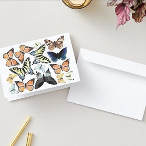 Carte de voeux papillon - Cottagecore - Papeterie magique mignonne - Carte vierge pour toutes les occasions - Merci - Je pense à vous