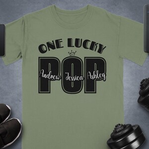 One Lucky Pop T-Shirt, Personalized Pop Shirt, Custom Grandfather T-Shirt, Family Name T-Shirt, Grandparent Gift, Pop Gift Idea