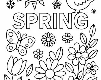 4 Seasons Coloring Pages for Kids – Spring, Summer, Autumn & Winter – A4 PDF Printables – Simple Line Art Activity for Ages 3–6