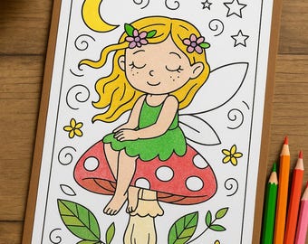 Set of 3 Fairy Coloring Pages for Kids – Magical Printable Line Art | Cute Fantasy Coloring Sheets | Instant Download