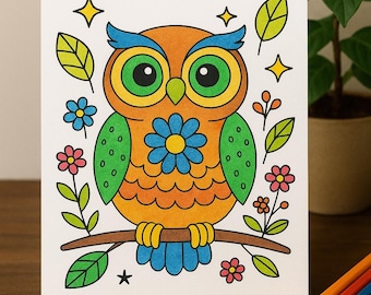 Set of 3 Owl Coloring Pages for Kids – Printable Animal Coloring Sheets | Cute Woodland Birds | Instant Download PDF