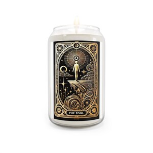 Candela profumata, candela con carta dei tarocchi del matto, regalo di aromaterapia mistica, candela profumata per il relax, arredamento per la casa boho, regalo per gli amanti dei tarocchi