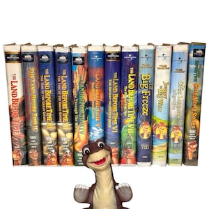 Land Before Time Clamshell VHS Set Vol 1-10 + Sing Along + 1988 Puppet Complete