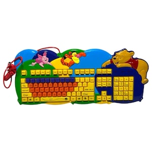 Teclado de aprendizaje QWERTY de Winnie the Pooh de Disney, raro, de 1999, vintage, probado.