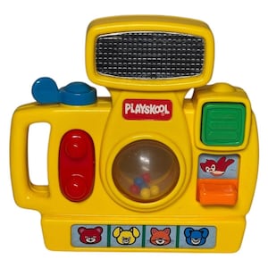 Vintage 1980s Playskool Baby Busy Camera Activities & Sounds Rattle Squeak Toy