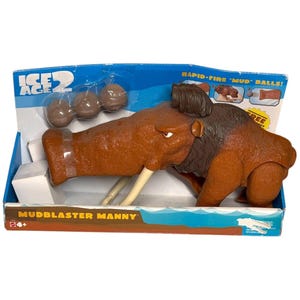 2005 Mattel Ice Age 2 Mudblaster Manny with Rapid Fire &quot;Mud&quot; Balls - Vintage Toy New