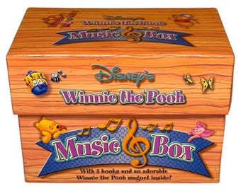 Vintage 2003 Disney Winnie The Pooh Spieluhr mit 5 Büchern & Magnet Neu