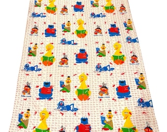 Rare 1970s Sesame Street Marlborough Twin Blanket 93x63 USA Red Tassels Vintage