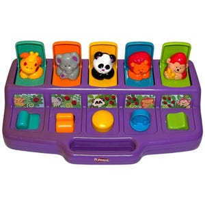 Vintage 1990s Playskool Busy Basics Poppin&#39; Pals Pop Up Jungle Animals Toy