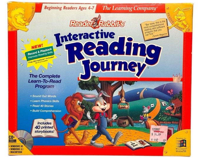 Reader Rabbit Reading Interactive Math 1994 Reader Rabbit Interactive Reading Journey RARE 99% Complete Sealed ...