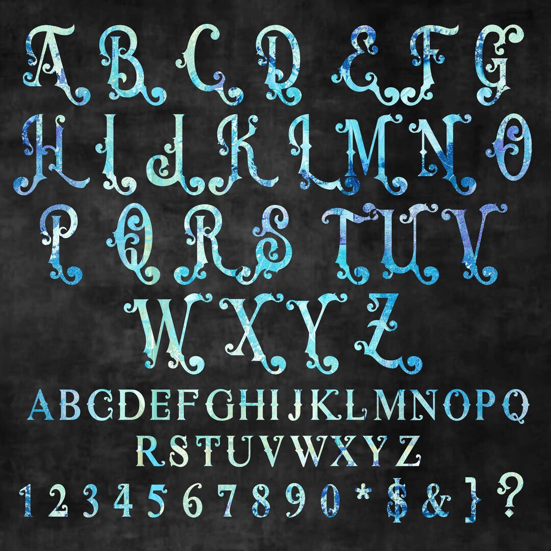Gothic Lettering Blue Blue Marble Gothic Font Alphabet: SVG, PNG (digital Download) - Etsy