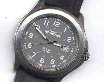 Ladies Timex Expedition Indiglo Watch Silver-Tone c1980s