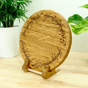 Hand made solid Oak Ring of Power inscription engraved chopping board - Lord of the Rings gift by Life UK
