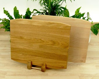 Large Wooden Chopping Board - Oak & Beech 40cm Cutting Serving Board Handmade - Solid Hardwood - Life UK
