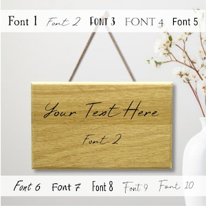 Personalized Engraved Oak Wood Sign: Hanging Plaque, Custom Text