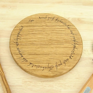 Hand made solid Oak Ring of Power elvish engraved chopping board - Lord of the Rings gift by Life UK
