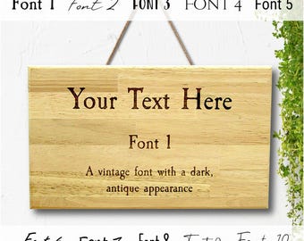 Large Personalized 30cm Engraved Wooden Sign: Custom Text Plaque, Hevea Hardwood Gift 12" x 8"
