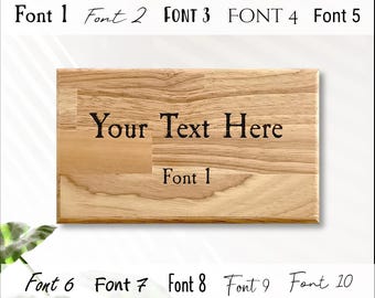 Letrero de madera grabado personalizado: Placa de madera noble personalizada con colgador oculto, 10 opciones de fuente