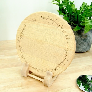 Hand made solid Beech Ring of Power elvish engraved chopping board - Lord of the Rings gift by Life UK