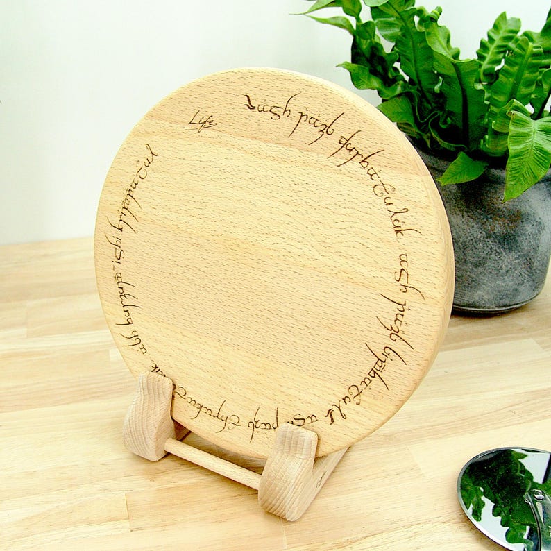 Hand made solid Beech Ring of Power elvish engraved chopping board - Lord of the Rings gift by Life UK