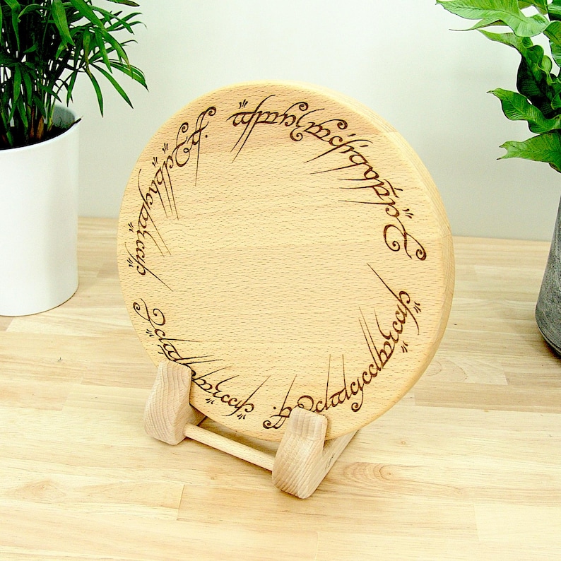Hand made solid Beech Ring of Power inscription engraved chopping board - Lord of the Rings gift by Life UK
