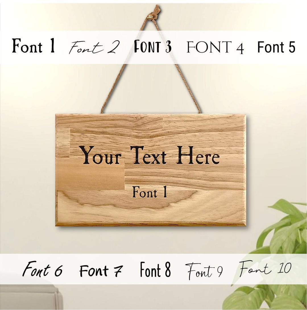 Personalised Text String Hung Engraved Wooden Sign / Plaque 20cm ...