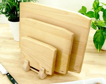 Beech Chopping Board Set of 3: Handmade Hardwood Kitchen Cutting Boards