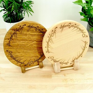 Hand made solid Beech and Oak Ring of Power inscription engraved chopping board - Lord of the Rings gift by Life UK