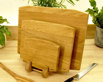 Oak Chopping Board Set of 3: Handmade Hardwood Kitchen Serving Boards