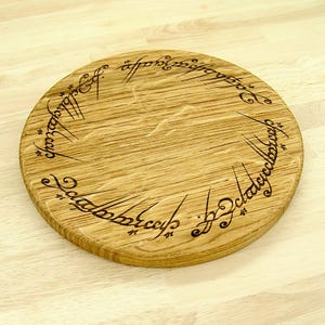 Hand made solid Oak Ring of Power inscription engraved chopping board - Lord of the Rings gift by Life UK