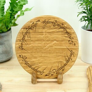 Hand made solid Oak Ring of Power inscription engraved chopping board - Lord of the Rings gift by Life UK
