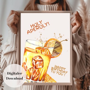 Geldgeschenk Geburtstag Aperol Spritz | PDF zum Ausdrucken | Geschenkidee Geld schön verpacken | Heiliger Aperoly | Digitaler Download