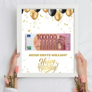 Geldgeschenk zum Geburtstag Reisekasse | Geschenk Weltreise | Erste Million | Last-Minute Geschenk Download zum Selbstdrucken | PDF