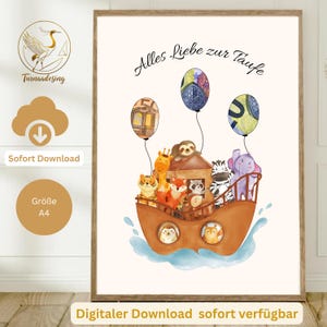 Geldgeschenk Taufe Arche Noah | Taufgeschenk Vorlage | PDF Sofort Download zum Ausdrucken | Taufgeschenk für Mädchen & Jungen Geschenk Taufe