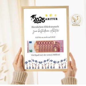 ABITUR Geldgeschenk "Deine erste Million"、Geschenk zum Abi Abschluss Schule、Last Minute Geldscheine Geschenk zum Selbstausdrucken