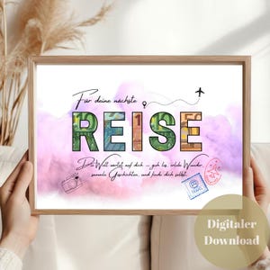 Geschenk für die nächste Reise, Urlaub, Geldgeschenk, Geburtstag, Druckvorlage, Sofort-Download, PDF