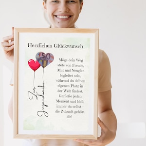 Geldgeschenk zur Jugendweihe – Poster zum Ausdrucken – Jugendweihe Geldgeschenk Digital Jugendweihe Geldgeschenk – PDF Jugendweihe Karte