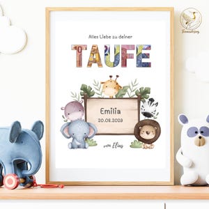 Personalisierte  Geldgeschenk Taufe Jungen und Mädchen PDF  | wilde Tiere | Geschenk Taufe Geld schön verpacken | Taufgeschenk Patenkind
