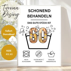 Geldgeschenk zum 60 Geburtstag | A4 A3 | Geld kreativ verschenken | Das gute Stück ist 60 | Last-Minute Geschenk zum Selbstdrucken | PDF