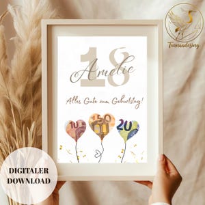 Geldgeschenk zum 18 Geburtstag | A4 | Geld kreativ verschenken | Das gute Stück ist 18 | Last-Minute Geschenk zum Selbstdrucken | PDF
