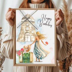 Alles Gute zum Geburtstag – Wandkunst im vintage-Stil als Digitaler Download | Personalisiertes Geldgeschenk zum Geburtstag |